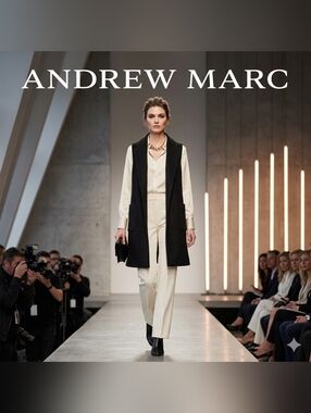 Andrew Marc Black Longline Open Vest with Patch Pockets